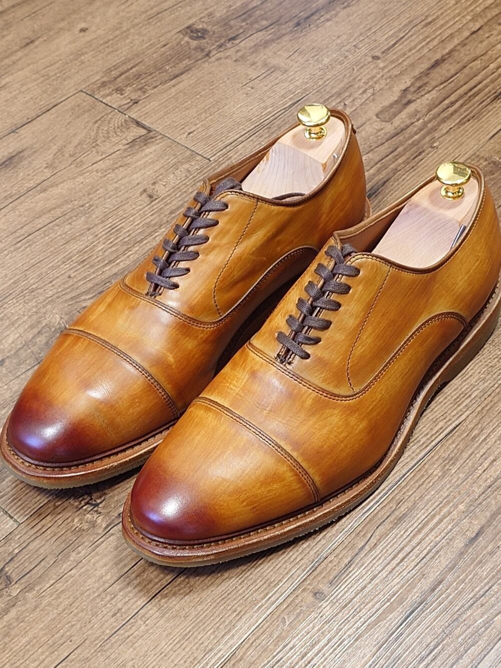 Allen Edmonds Park Avenue Versa 11.5D Tan Brown Oxford Captoe Dress Shoes